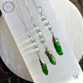 Green Fluorite & Diopside Pendant Necklace